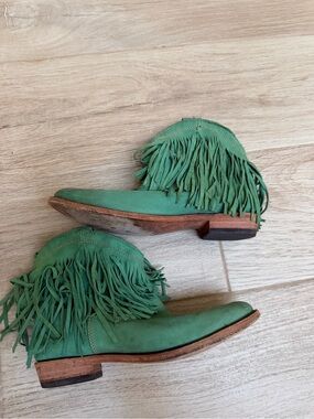 Junk Gypsy Green Fringe Suede Women's Ankle Boots